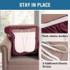 imageHVERSAILTEX Stretch Velvet T Couch Cushion Cover Seat Cushion Cover for Chair Recliner Wingback Chair Furniture Protector Sofa Cushion Slipcover with Elastic BottomArmchairIvoryWineBurgundy