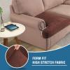 imageHVERSAILTEX Stretch Velvet T Couch Cushion Cover Seat Cushion Cover for Chair Recliner Wingback Chair Furniture Protector Sofa Cushion Slipcover with Elastic BottomArmchairIvoryBurnt Brick