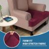 imageHVERSAILTEX Stretch Velvet T Couch Cushion Cover Seat Cushion Cover for Chair Recliner Wingback Chair Furniture Protector Sofa Cushion Slipcover with Elastic BottomArmchairIvoryWineBurgundy