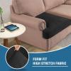 imageHVERSAILTEX Stretch Velvet T Couch Cushion Cover Seat Cushion Cover for Chair Recliner Wingback Chair Furniture Protector Sofa Cushion Slipcover with Elastic BottomArmchairIvoryBlack