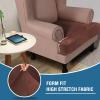imageHVERSAILTEX Stretch Velvet T Couch Cushion Cover Seat Cushion Cover for Chair Recliner Wingback Chair Furniture Protector Sofa Cushion Slipcover with Elastic BottomArmchairIvoryBurnt Brick