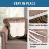 imageHVERSAILTEX Stretch Velvet T Couch Cushion Cover Seat Cushion Cover for Chair Recliner Wingback Chair Furniture Protector Sofa Cushion Slipcover with Elastic BottomArmchairIvoryBronze Brown
