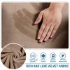 imageHVERSAILTEX Stretch Velvet T Couch Cushion Cover Seat Cushion Cover for Chair Recliner Wingback Chair Furniture Protector Sofa Cushion Slipcover with Elastic BottomArmchairIvoryCamel