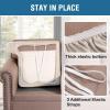 imageHVERSAILTEX Stretch Velvet T Couch Cushion Cover Seat Cushion Cover for Chair Recliner Wingback Chair Furniture Protector Sofa Cushion Slipcover with Elastic BottomArmchairIvoryIvory