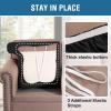 imageHVERSAILTEX Stretch Velvet T Couch Cushion Cover Seat Cushion Cover for Chair Recliner Wingback Chair Furniture Protector Sofa Cushion Slipcover with Elastic BottomArmchairIvoryBlack