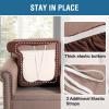 imageHVERSAILTEX Stretch Velvet T Couch Cushion Cover Seat Cushion Cover for Chair Recliner Wingback Chair Furniture Protector Sofa Cushion Slipcover with Elastic BottomArmchairIvoryBurnt Brick