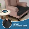 imageHVERSAILTEX Stretch Velvet T Couch Cushion Cover Seat Cushion Cover for Chair Recliner Wingback Chair Furniture Protector Sofa Cushion Slipcover with Elastic BottomArmchairIvoryBlack