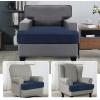 imageHVERSAILTEX Stretch Velvet T Couch Cushion Cover Seat Cushion Cover for Chair Recliner Wingback Chair Furniture Protector Sofa Cushion Slipcover with Elastic BottomArmchairIvoryNavy