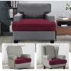 imageHVERSAILTEX Stretch Velvet T Couch Cushion Cover Seat Cushion Cover for Chair Recliner Wingback Chair Furniture Protector Sofa Cushion Slipcover with Elastic BottomArmchairIvoryWineBurgundy
