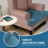 imageHVERSAILTEX Stretch Velvet T Couch Cushion Cover Seat Cushion Cover for Chair Recliner Wingback Chair Furniture Protector Sofa Cushion Slipcover with Elastic BottomArmchairIvoryPeacock Blue