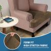 imageHVERSAILTEX Stretch Velvet T Couch Cushion Cover Seat Cushion Cover for Chair Recliner Wingback Chair Furniture Protector Sofa Cushion Slipcover with Elastic BottomArmchairIvoryBronze Brown