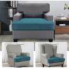 imageHVERSAILTEX Stretch Velvet T Couch Cushion Cover Seat Cushion Cover for Chair Recliner Wingback Chair Furniture Protector Sofa Cushion Slipcover with Elastic BottomArmchairIvoryPeacock Blue