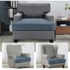 imageHVERSAILTEX Stretch Velvet T Couch Cushion Cover Seat Cushion Cover for Chair Recliner Wingback Chair Furniture Protector Sofa Cushion Slipcover with Elastic BottomArmchairIvoryStone Blue