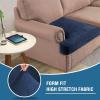imageHVERSAILTEX Stretch Velvet T Couch Cushion Cover Seat Cushion Cover for Chair Recliner Wingback Chair Furniture Protector Sofa Cushion Slipcover with Elastic BottomArmchairIvoryNavy