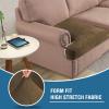imageHVERSAILTEX Stretch Velvet T Couch Cushion Cover Seat Cushion Cover for Chair Recliner Wingback Chair Furniture Protector Sofa Cushion Slipcover with Elastic BottomArmchairIvoryBronze Brown