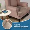imageHVERSAILTEX Stretch Velvet T Couch Cushion Cover Seat Cushion Cover for Chair Recliner Wingback Chair Furniture Protector Sofa Cushion Slipcover with Elastic BottomArmchairIvoryTaupe