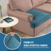 imageHVERSAILTEX Stretch Velvet T Couch Cushion Cover Seat Cushion Cover for Chair Recliner Wingback Chair Furniture Protector Sofa Cushion Slipcover with Elastic BottomArmchairIvoryPeacock Blue