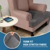 imageHVERSAILTEX Stretch Velvet T Couch Cushion Cover Seat Cushion Cover for Chair Recliner Wingback Chair Furniture Protector Sofa Cushion Slipcover with Elastic BottomArmchairIvoryGrey