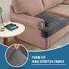 imageHVERSAILTEX Stretch Velvet T Couch Cushion Cover Seat Cushion Cover for Chair Recliner Wingback Chair Furniture Protector Sofa Cushion Slipcover with Elastic BottomArmchairIvoryGrey
