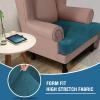imageHVERSAILTEX Stretch Velvet T Couch Cushion Cover Seat Cushion Cover for Chair Recliner Wingback Chair Furniture Protector Sofa Cushion Slipcover with Elastic BottomArmchairIvoryDeep Teal