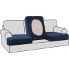 imageHVERSAILTEX Stretch Velvet T Couch Cushion Cover Seat Cushion Cover for Chair Recliner Wingback Chair Furniture Protector Sofa Cushion Slipcover with Elastic BottomArmchairIvoryNavy