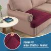 imageHVERSAILTEX Stretch Velvet T Couch Cushion Cover Seat Cushion Cover for Chair Recliner Wingback Chair Furniture Protector Sofa Cushion Slipcover with Elastic BottomArmchairIvoryWineBurgundy