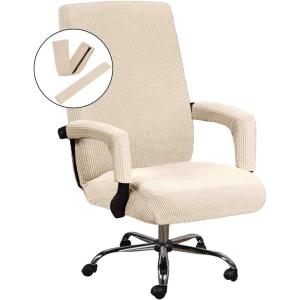 imageHVERSAILTEX Home Office Chair Covers Stretchable Computer Desk Chair Covers Mid  High Back Universal Executive Boss Gaming Seat Cover Removable Machine WashableNon Slip Thick Jacquard Black LargeNatural