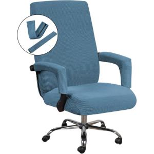 imageHVERSAILTEX Home Office Chair Covers Stretchable Computer Desk Chair Covers Mid  High Back Universal Executive Boss Gaming Seat Cover Removable Machine WashableNon Slip Thick Jacquard Black LargeDusty Blue