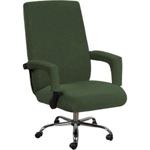 imageHVERSAILTEX Home Office Chair Covers Stretchable Computer Desk Chair Covers Mid  High Back Universal Executive Boss Gaming Seat Cover Removable Machine WashableNon Slip Thick Jacquard Black LargeBronze Green