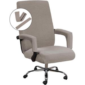 imageHVERSAILTEX Home Office Chair Covers Stretchable Computer Desk Chair Covers Mid  High Back Universal Executive Boss Gaming Seat Cover Removable Machine WashableNon Slip Thick Jacquard Black LargeTaupe