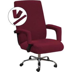 imageHVERSAILTEX Home Office Chair Covers Stretchable Computer Desk Chair Covers Mid  High Back Universal Executive Boss Gaming Seat Cover Removable Machine WashableNon Slip Thick Jacquard Black LargeBurgundy Red