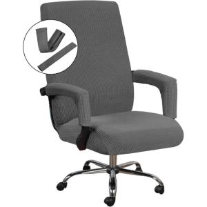 imageHVERSAILTEX Home Office Chair Covers Stretchable Computer Desk Chair Covers Mid  High Back Universal Executive Boss Gaming Seat Cover Removable Machine WashableNon Slip Thick Jacquard Black LargeGrey