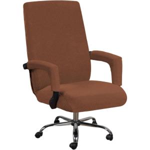 imageHVERSAILTEX Home Office Chair Covers Stretchable Computer Desk Chair Covers Mid  High Back Universal Executive Boss Gaming Seat Cover Removable Machine WashableNon Slip Thick Jacquard Black LargeCaramel