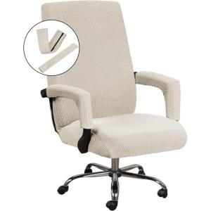 imageHVERSAILTEX Home Office Chair Covers Stretchable Computer Desk Chair Covers Mid  High Back Universal Executive Boss Gaming Seat Cover Removable Machine WashableNon Slip Thick Jacquard Black LargeIsland Fossi