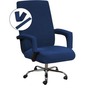 imageHVERSAILTEX Home Office Chair Covers Stretchable Computer Desk Chair Covers Mid  High Back Universal Executive Boss Gaming Seat Cover Removable Machine WashableNon Slip Thick Jacquard Black LargeNavy
