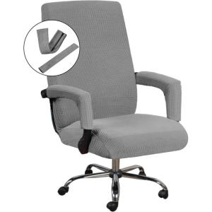 imageHVERSAILTEX Home Office Chair Covers Stretchable Computer Desk Chair Covers Mid  High Back Universal Executive Boss Gaming Seat Cover Removable Machine WashableNon Slip Thick Jacquard Black LargeDove