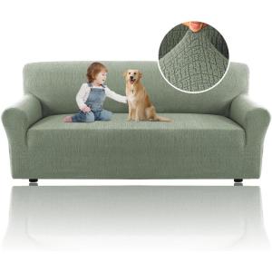 imageHVERSAILTEX Jacquard Couch Cushion Covers High Stretch Sofa Covers for 3 Cushion Couch Furniture Protector Spandex AntiSlip Soft Thickened Slipcovers Diamond Pattern3 Back Covers GreyCrizzlesea Grass