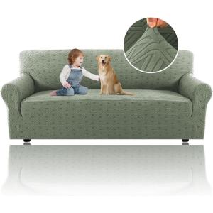 imageHVERSAILTEX Jacquard Couch Cushion Covers High Stretch Sofa Covers for 3 Cushion Couch Furniture Protector Spandex AntiSlip Soft Thickened Slipcovers Diamond Pattern3 Back Covers GreyDiamondsea Grass
