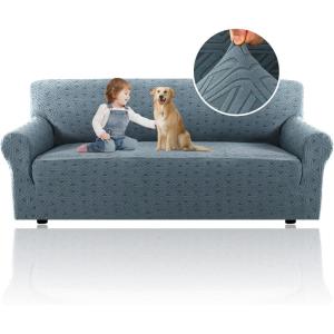 imageHVERSAILTEX Jacquard Couch Cushion Covers High Stretch Sofa Covers for 3 Cushion Couch Furniture Protector Spandex AntiSlip Soft Thickened Slipcovers Diamond Pattern3 Back Covers GreyDiamondstone Blue