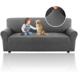 imageHVERSAILTEX Jacquard Couch Cushion Covers High Stretch Sofa Covers for 3 Cushion Couch Furniture Protector Spandex AntiSlip Soft Thickened Slipcovers Diamond Pattern3 Back Covers GreyCrizzlegrey
