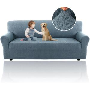imageHVERSAILTEX Jacquard Couch Cushion Covers High Stretch Sofa Covers for 3 Cushion Couch Furniture Protector Spandex AntiSlip Soft Thickened Slipcovers Diamond Pattern3 Back Covers GreyCrizzlestone Blue