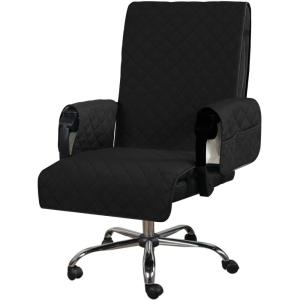 imageHVERSAILTEX Large Office Chair Cover  Water Resistant With Arms for Computer Desk High Back Universal Executive Boss  Non Slip Buckle Washable GreyBeigeBlackGrey
