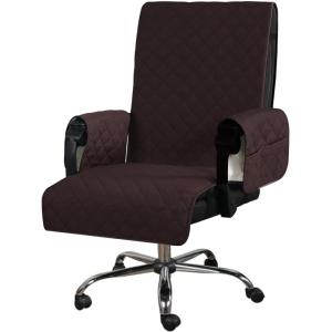 imageHVERSAILTEX Large Office Chair Cover  Water Resistant With Arms for Computer Desk High Back Universal Executive Boss  Non Slip Buckle Washable GreyBeigeBrownBeige