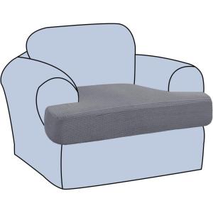 imageHVERSAILTEX Stretch 3 Piece T Cushion Sofa Slipcovers Individually Sofa Cushion Covers for 3 Cushion Couch Sofa Seat Cushion Covers with Elastic Bands Featuring Thicker Jacquard Fabric GrayDove
