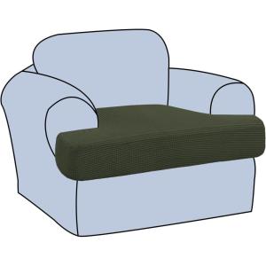 imageHVERSAILTEX Stretch 3 Piece T Cushion Sofa Slipcovers Individually Sofa Cushion Covers for 3 Cushion Couch Sofa Seat Cushion Covers with Elastic Bands Featuring Thicker Jacquard Fabric GrayOlive
