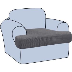 imageHVERSAILTEX Stretch 3 Piece T Cushion Sofa Slipcovers Individually Sofa Cushion Covers for 3 Cushion Couch Sofa Seat Cushion Covers with Elastic Bands Featuring Thicker Jacquard Fabric GrayCharcoal Grey