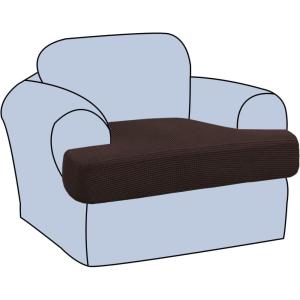imageHVERSAILTEX Stretch 3 Piece T Cushion Sofa Slipcovers Individually Sofa Cushion Covers for 3 Cushion Couch Sofa Seat Cushion Covers with Elastic Bands Featuring Thicker Jacquard Fabric GrayChocolate