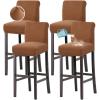 imageHVERSAILTEX 100 Waterproof Bar Stool Cover Stretch Counter Stool Pub Chair Slipcover for Dining Room Removable Soft Thick Solid Fleece Fabric Bar Stool Slipcovers Set of 4 Peacock BlueFleececamel