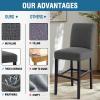 imageHVERSAILTEX 100 Waterproof Bar Stool Cover Stretch Counter Stool Pub Chair Slipcover for Dining Room Removable Soft Thick Solid Fleece Fabric Bar Stool Slipcovers Set of 4 Peacock BlueJacquardgrey