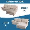 imageHVERSAILTEX 100 Waterproof Couch Covers for 3 Cushion Couch Sofa Pet Friendly Stretch Couch Cushion Covers Sectional Couch Covers Thick Dual Fleece Fabric3 Pieces Sofa Cushion Covers CamelIvory